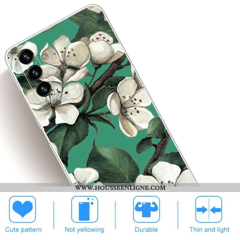 Coque Samsung Galaxy A13 5G / A04s Fleurs Blanches Peintes