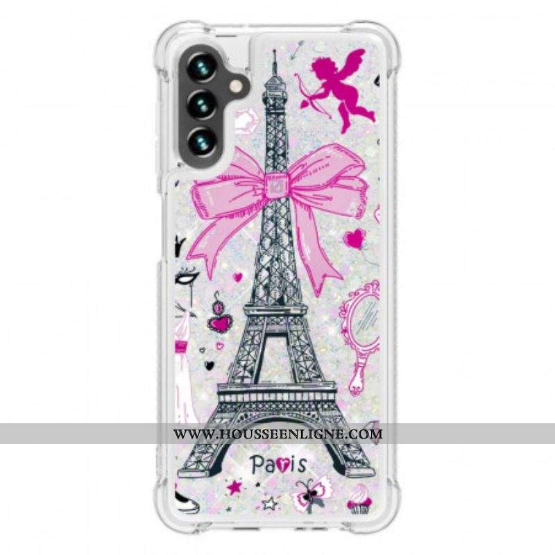 Coque Samsung Galaxy A13 5G / A04s La Tour Eiffel Paillettes