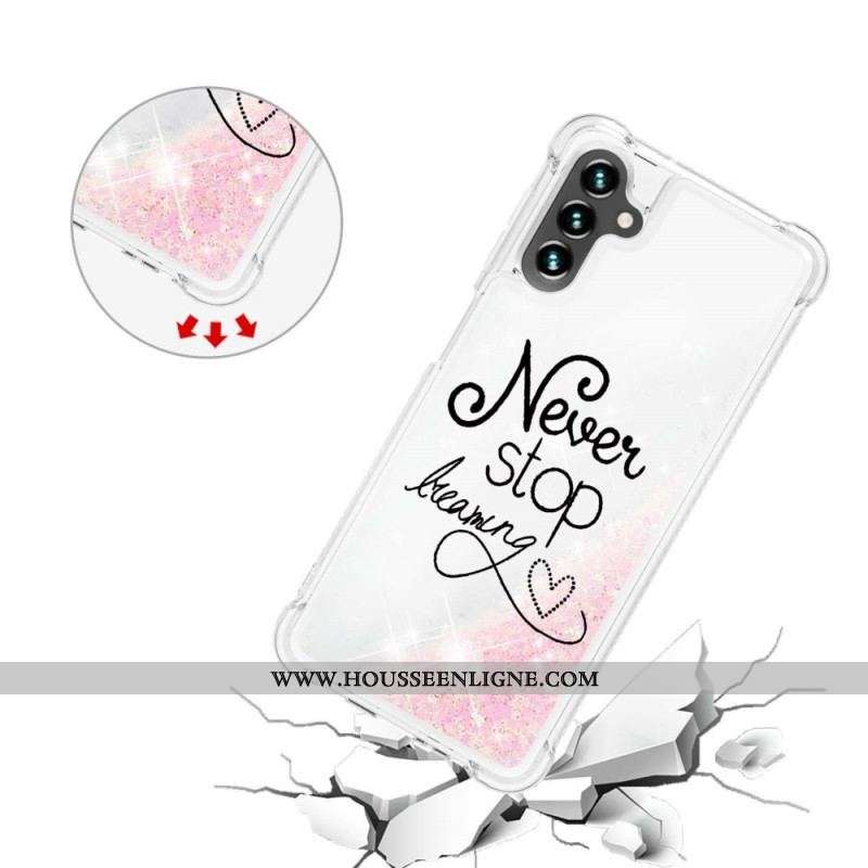 Coque Samsung Galaxy A13 5G / A04s Never Stop Dreaming Paillettes