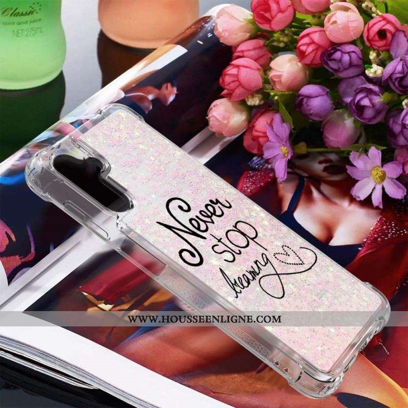 Coque Samsung Galaxy A13 5G / A04s Never Stop Dreaming Paillettes