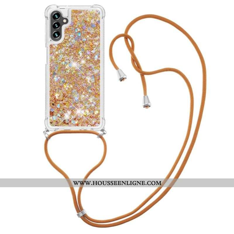 Coque Samsung Galaxy A13 5G / A04s Paillettes avec Cordon
