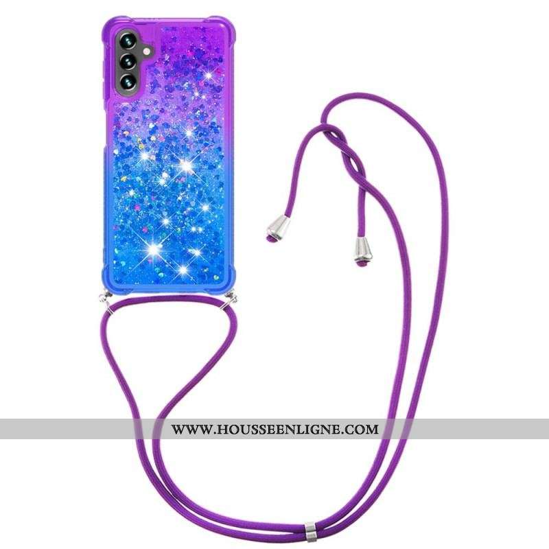 Coque Samsung Galaxy A13 5G / A04s Silicone Paillettes et Cordon