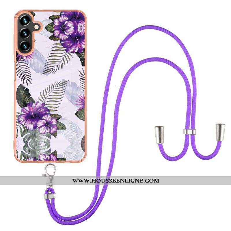 Coque Samsung Galaxy A13 5G / A04s à Cordon Fleurs