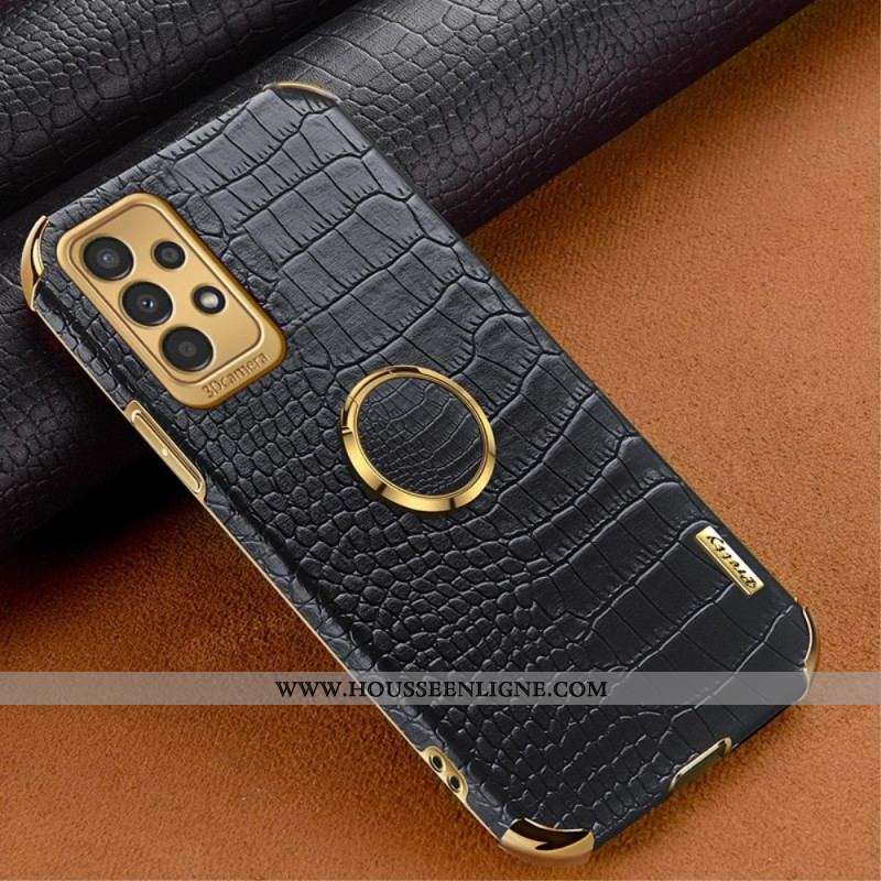 Coque Samsung Galaxy A13 Effet Crocodile avec Anneau