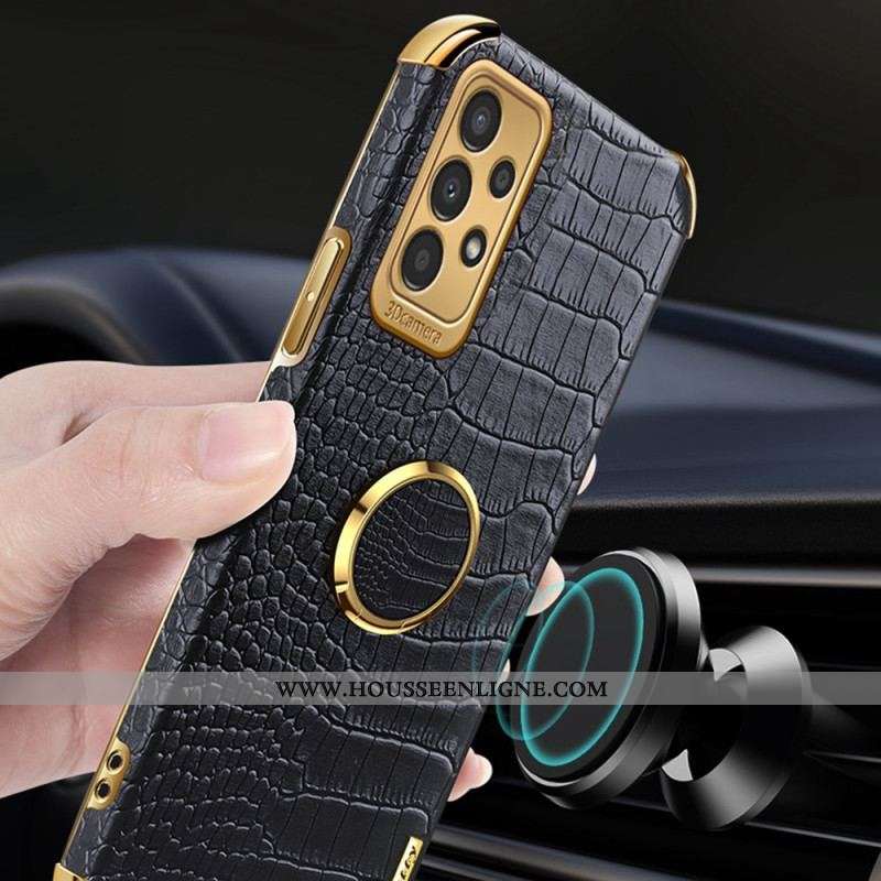 Coque Samsung Galaxy A13 Effet Crocodile avec Anneau