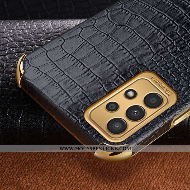 Coque Samsung Galaxy A13 Effet Crocodile avec Anneau