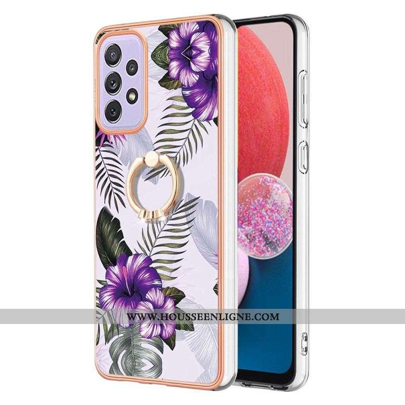 Coque Samsung Galaxy A13 Fleurs Anneau-Support