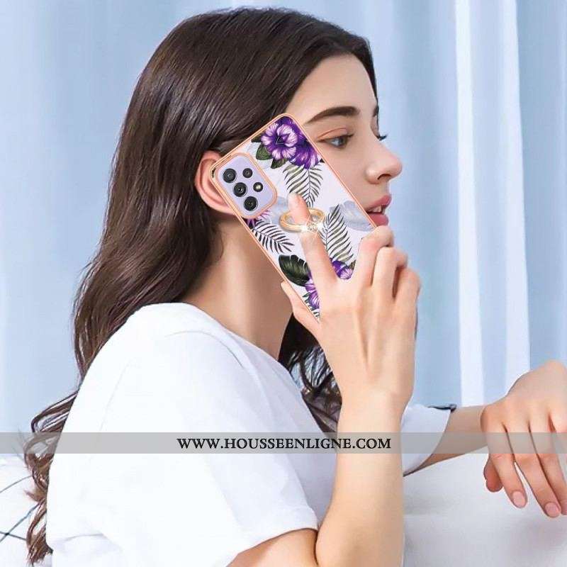 Coque Samsung Galaxy A13 Fleurs Anneau-Support