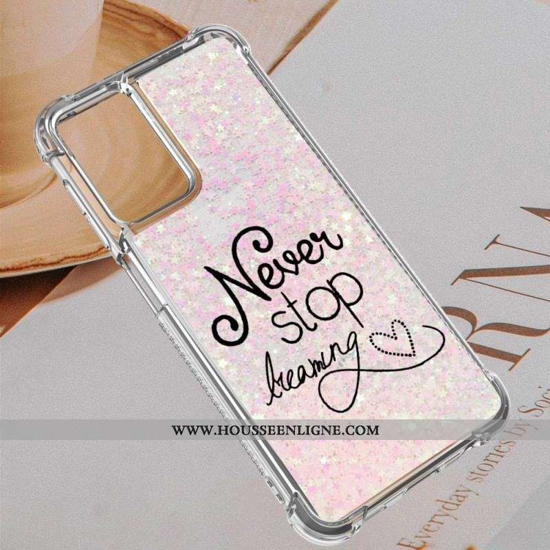Coque Samsung Galaxy A13 Never Stop Dreaming Paillettes