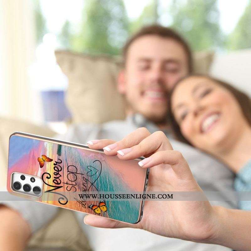 Coque Samsung Galaxy A13 Never Stop Dreaming Papillons