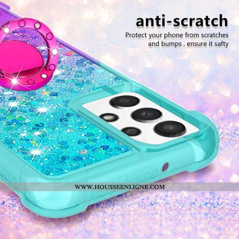 Coque Samsung Galaxy A13 Paillettes Anneau-Support