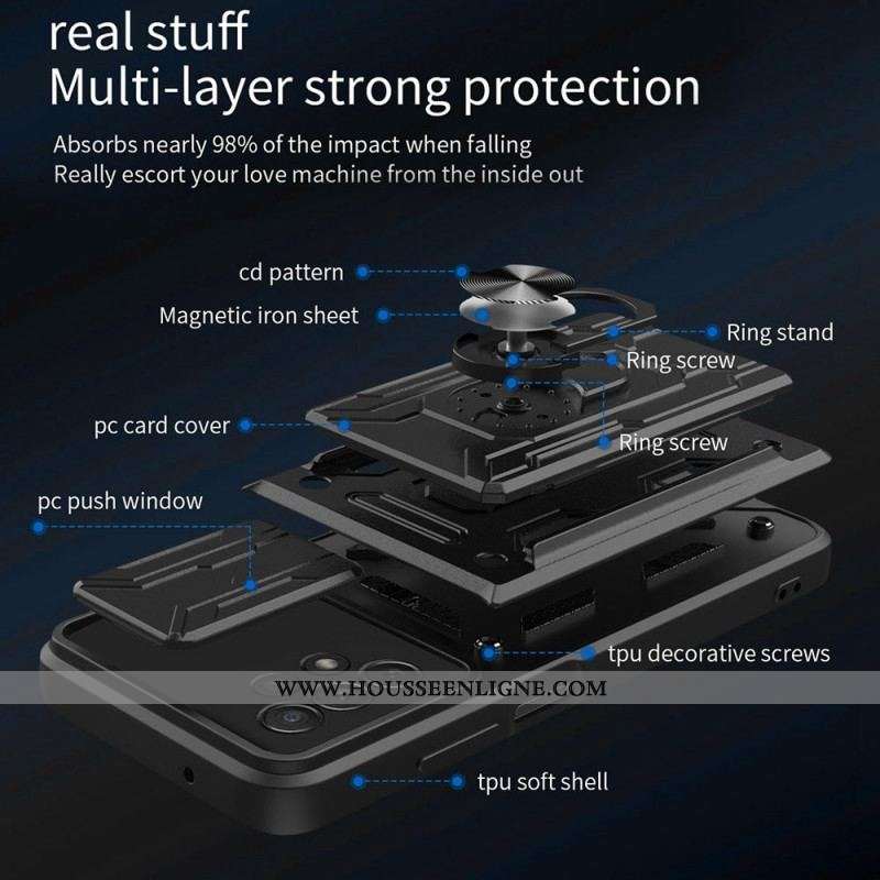 Coque Samsung Galaxy A13 Porte-Carte et Protège-Lentilles