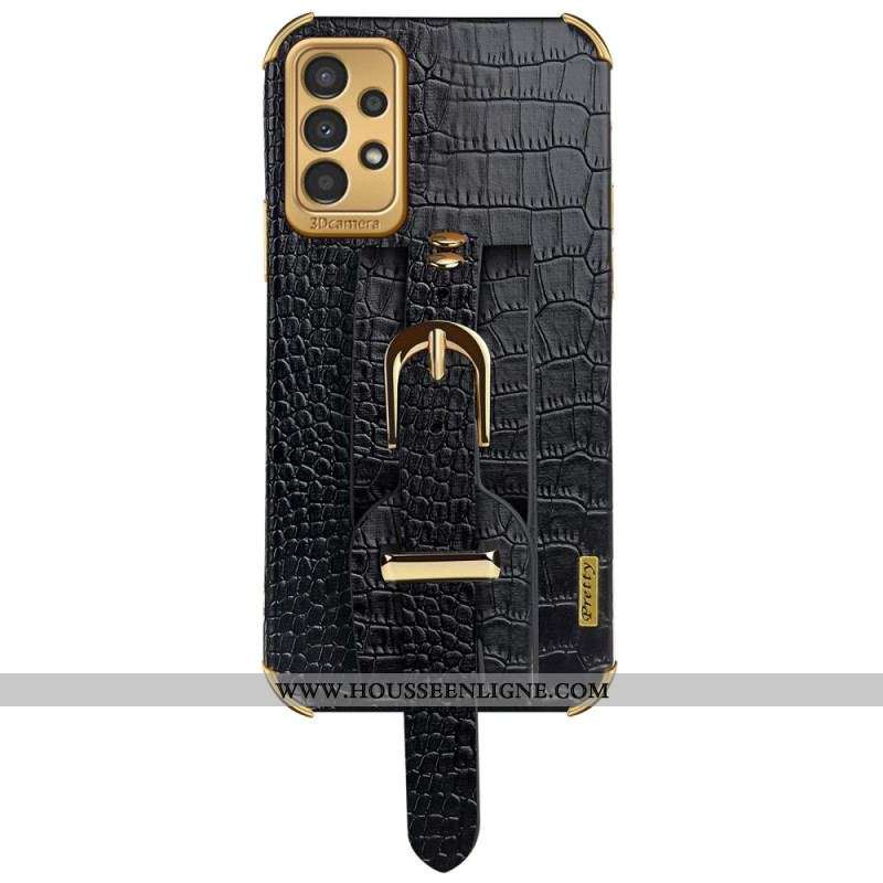 Coque Samsung Galaxy A13 Style Crocodile avec Sangle Support