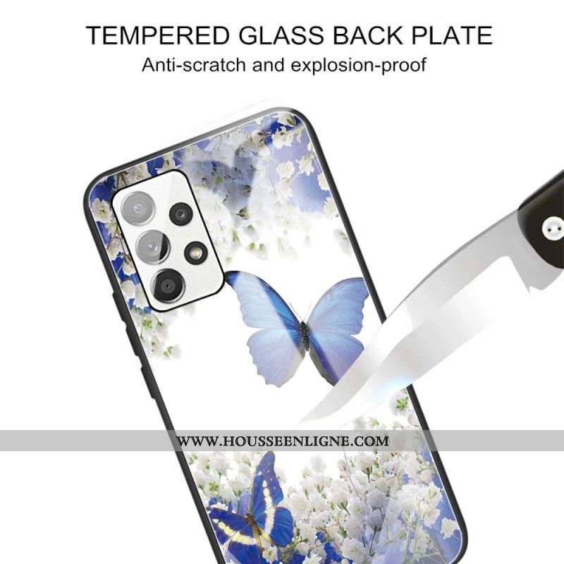 Coque Samsung Galaxy A13 Verre Trempé Papillons Design