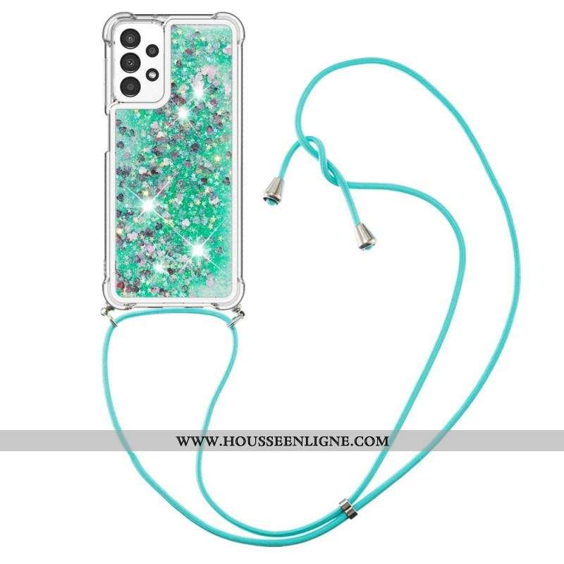 Coque Samsung Galaxy A13 à Cordon Paillettes Design