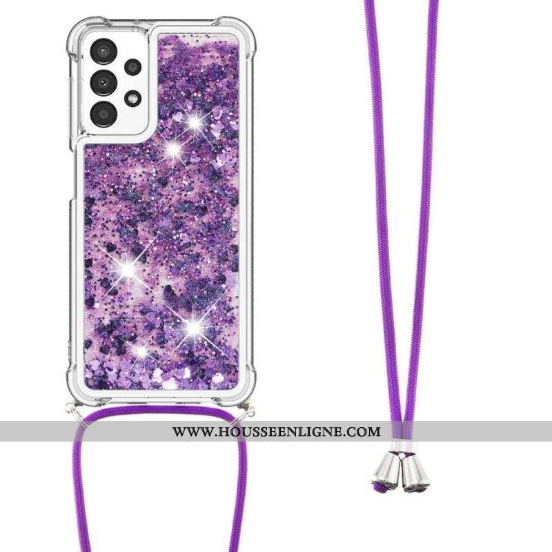 Coque Samsung Galaxy A13 à Cordon Paillettes Design