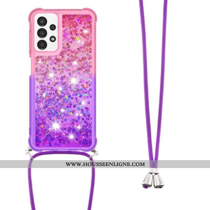 Coque Samsung Galaxy A13 à Cordon Silicone Paillettes