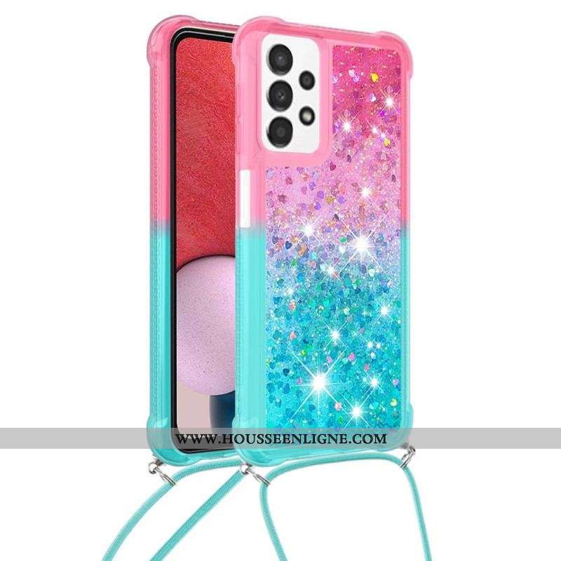 Coque Samsung Galaxy A13 à Cordon Silicone Paillettes