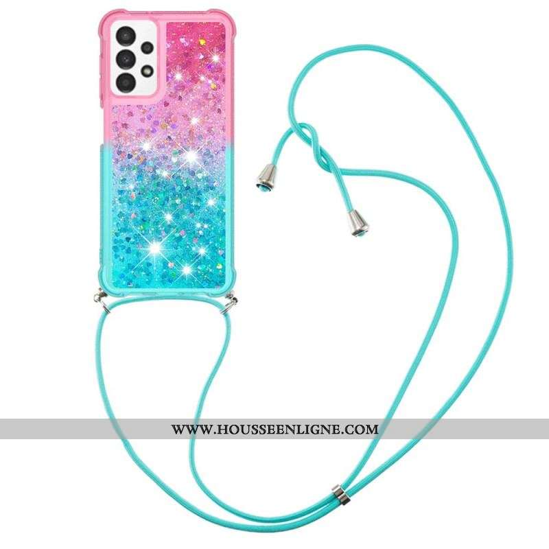 Coque Samsung Galaxy A13 à Cordon Silicone Paillettes