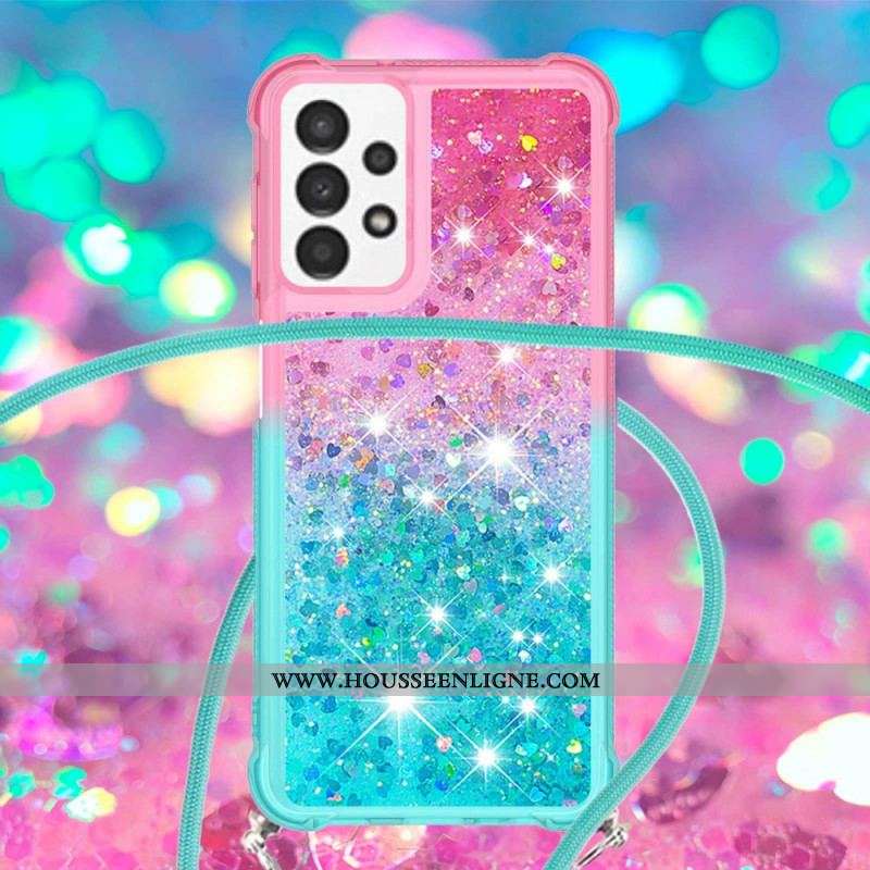 Coque Samsung Galaxy A13 à Cordon Silicone Paillettes