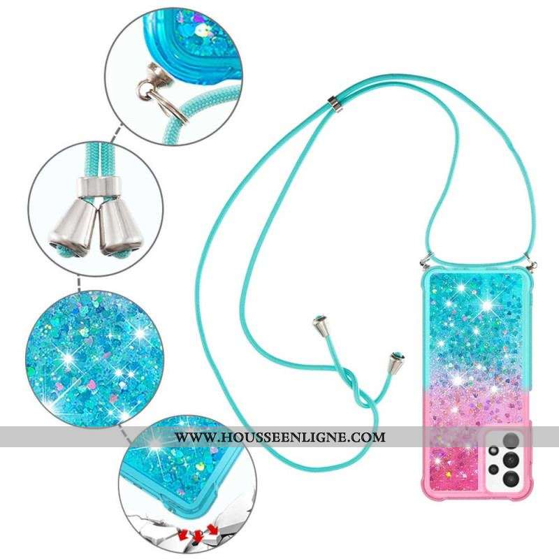 Coque Samsung Galaxy A13 à Cordon Silicone Paillettes