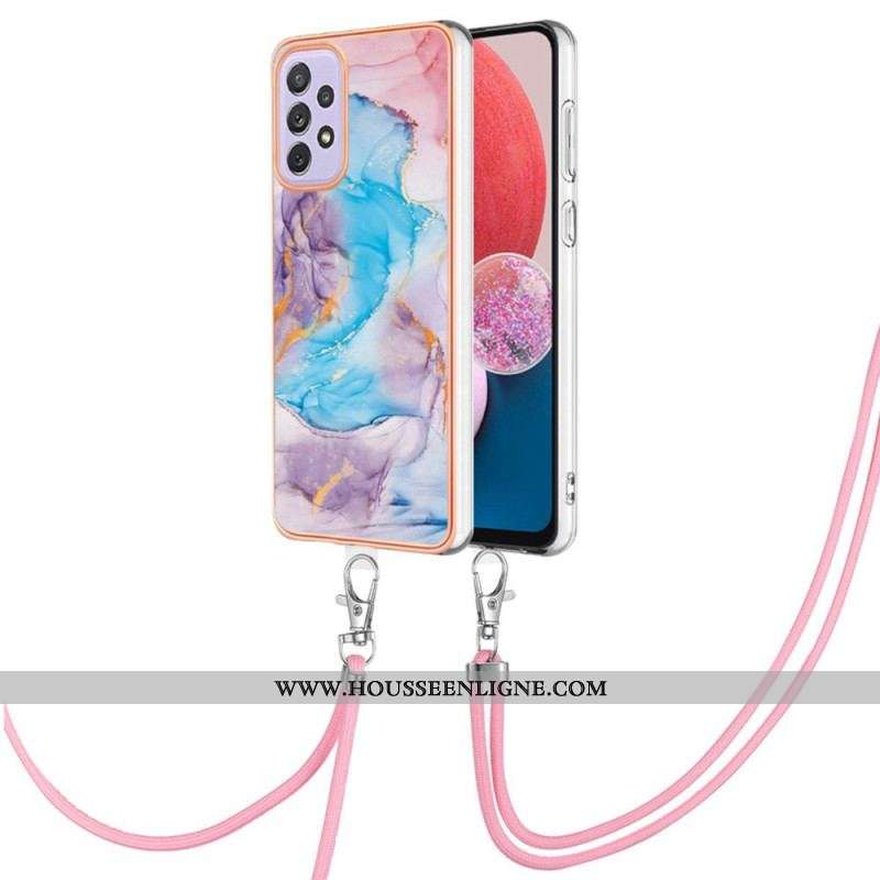 Coque Samsung Galaxy A13 à Cordon Style Marbre