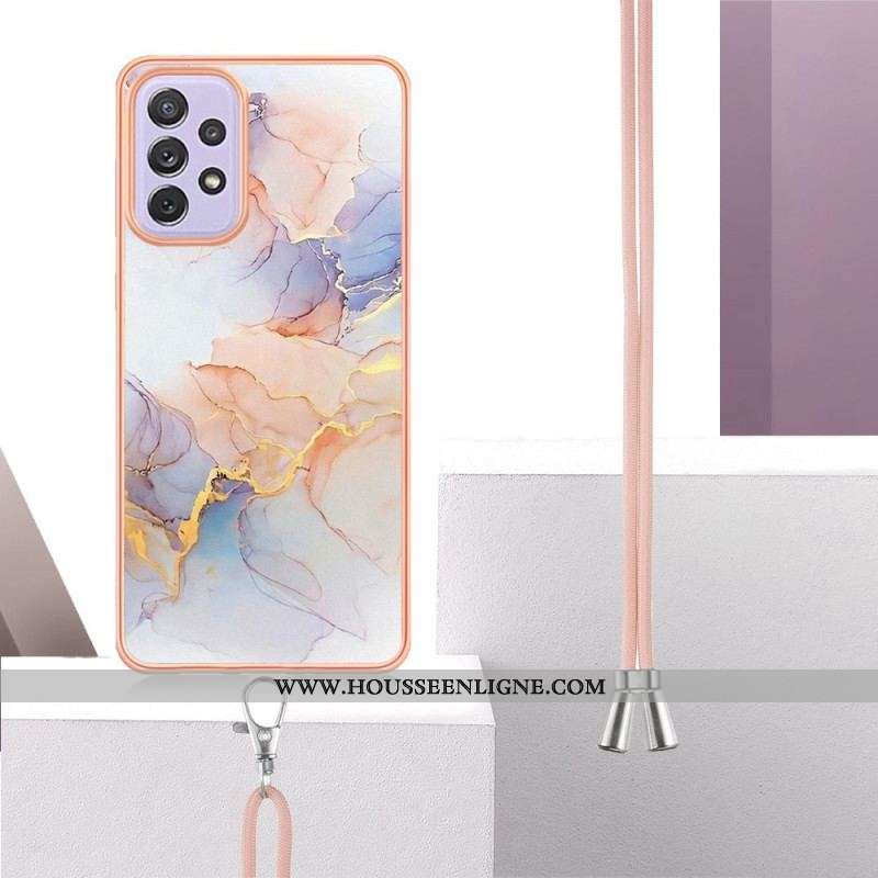 Coque Samsung Galaxy A13 à Cordon Style Marbre