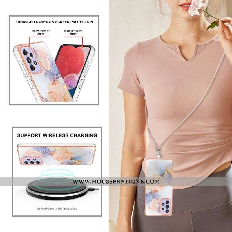 Coque Samsung Galaxy A13 à Cordon Style Marbre
