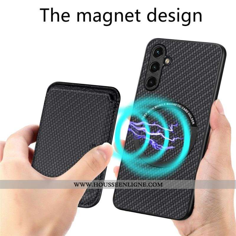 Coque Samsung Galaxy A14 5G / A14 Fibre Carbone Porte-Cartes Amovible