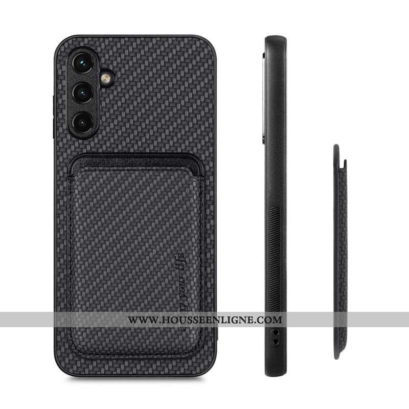 Coque Samsung Galaxy A14 5G / A14 Fibre Carbone Porte-Cartes Amovible