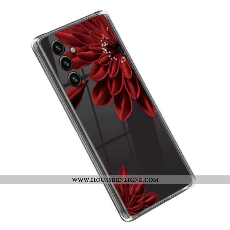 Coque Samsung Galaxy A14 5G / A14 Transparente Fleur Rouge