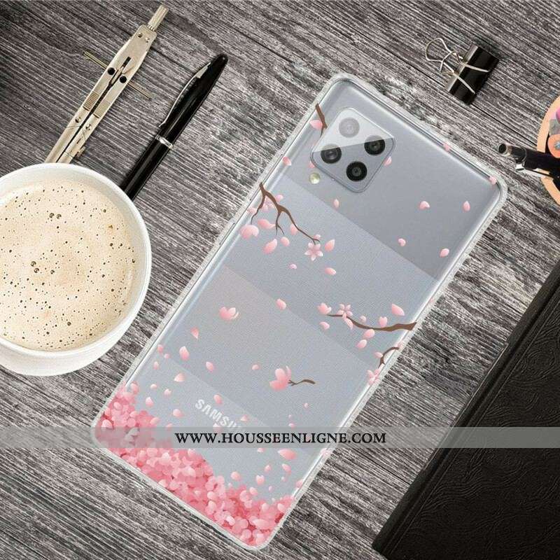 Coque Samsung Galaxy A42 5G Branches à Fleurs
