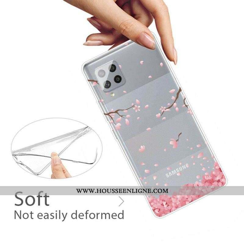 Coque Samsung Galaxy A42 5G Branches à Fleurs