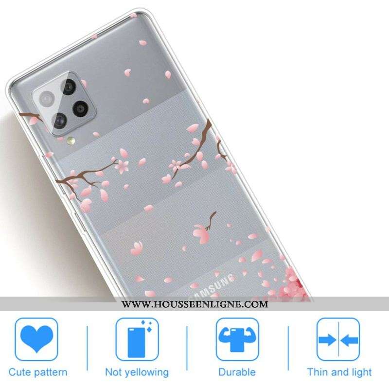Coque Samsung Galaxy A42 5G Branches à Fleurs