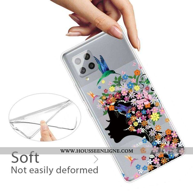 Coque Samsung Galaxy A42 5G  Jolie Tête Fleurie