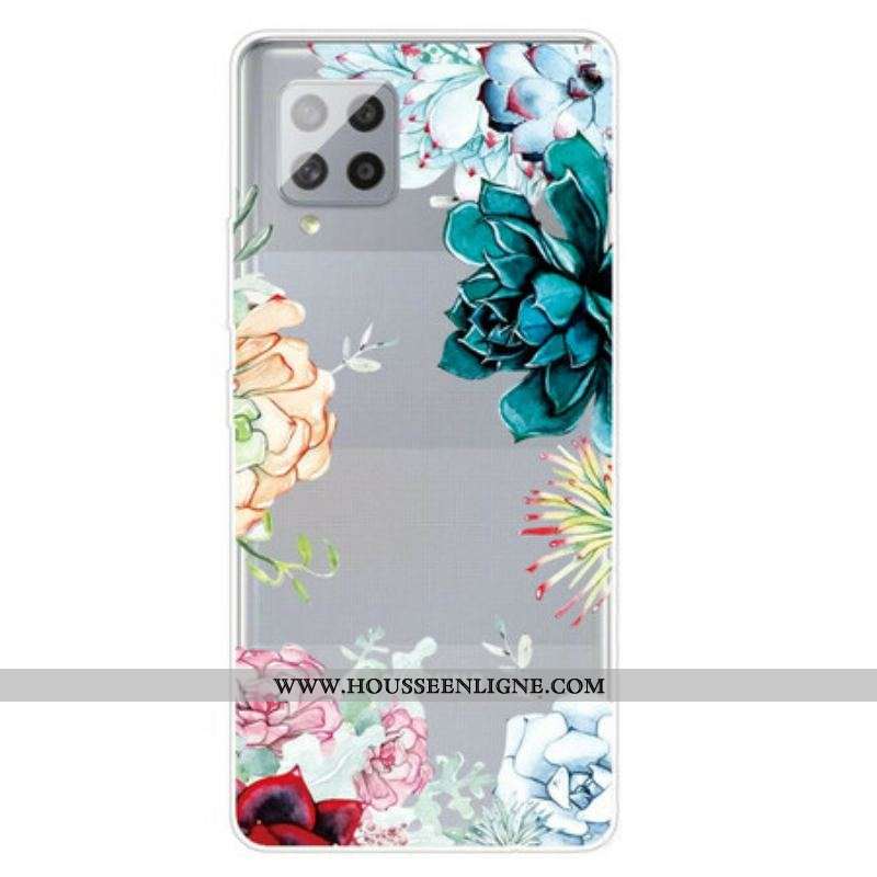 Coque Samsung Galaxy A42 5G Transparente Fleurs Aquarelle