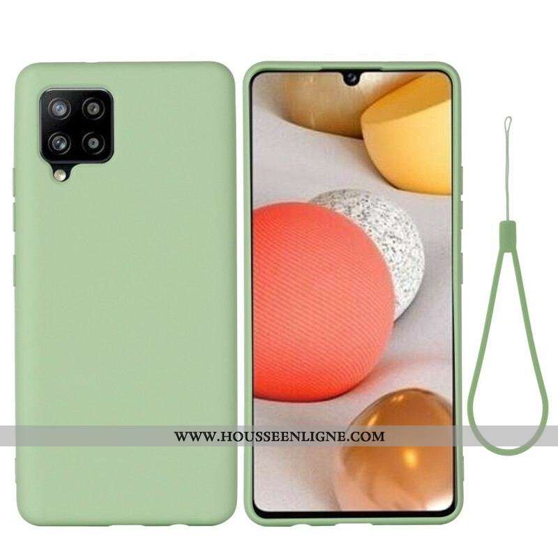 Coque Samsung Galaxy A42 Silicone Liquide avec Lanière