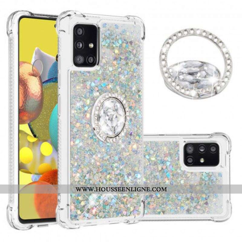 Coque Samsung Galaxy A51 5G Paillettes avec Anneau-Support