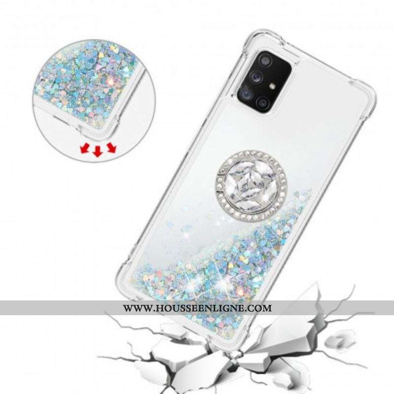 Coque Samsung Galaxy A51 5G Paillettes avec Anneau-Support