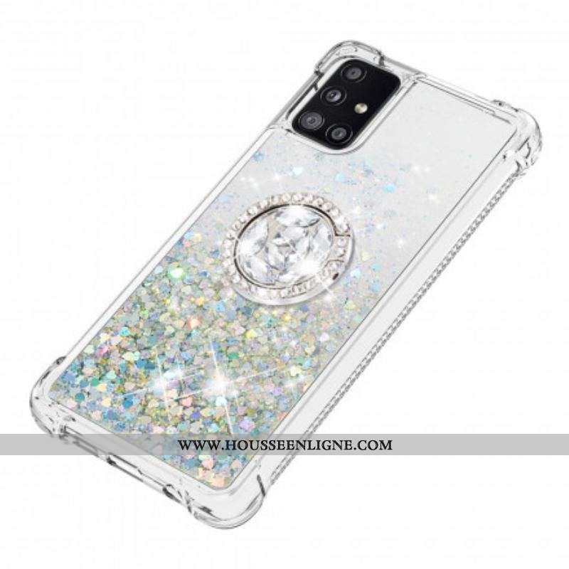Coque Samsung Galaxy A51 5G Paillettes avec Anneau-Support
