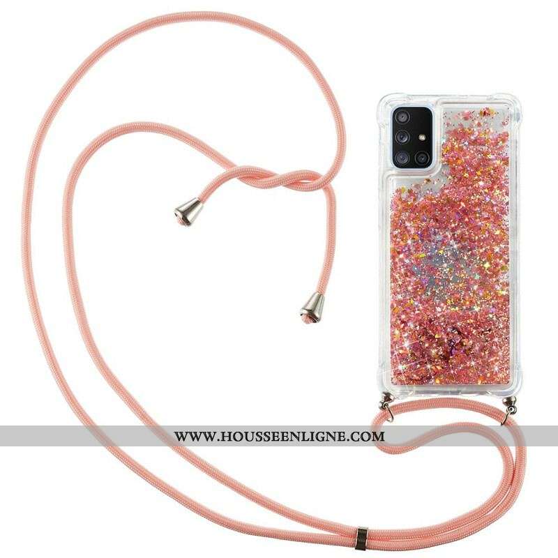 Coque Samsung Galaxy A51 5G Paillettes avec Cordon