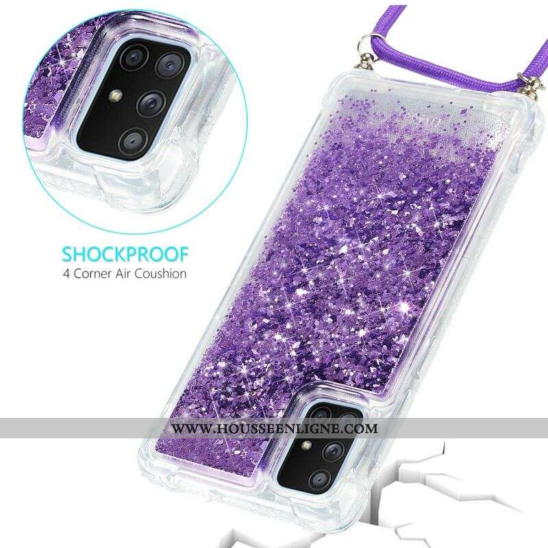 Coque Samsung Galaxy A51 5G Paillettes avec Cordon