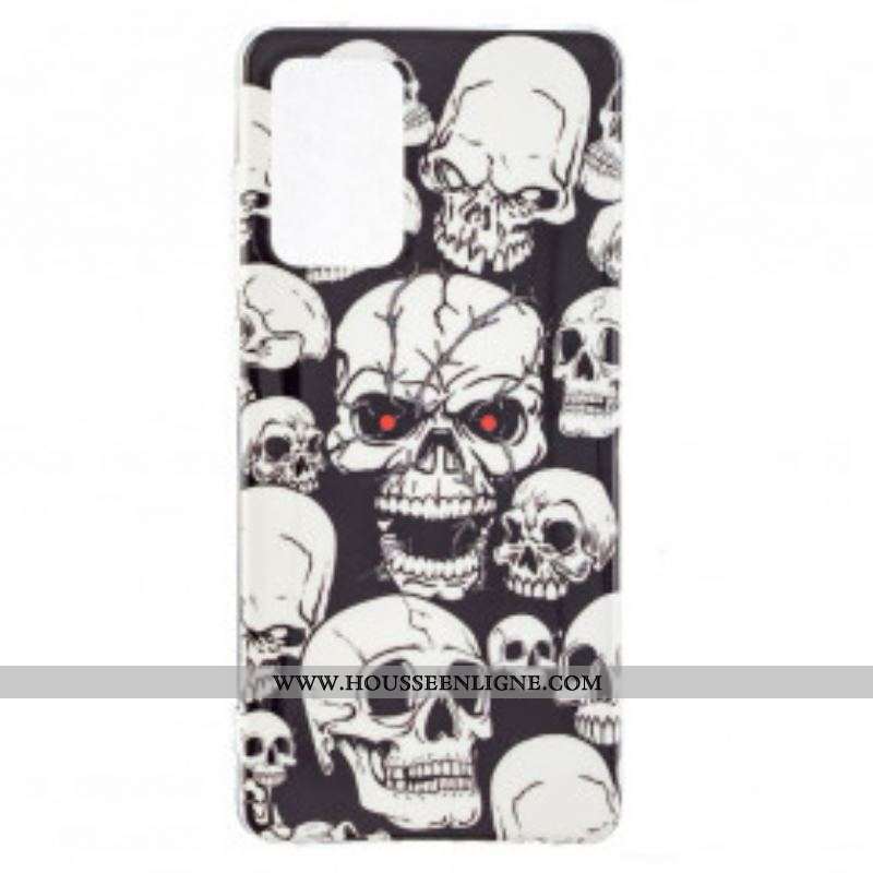 Coque Samsung Galaxy A52 4G / A52 5G / A52s 5G Attention Têtes de Mort Fluorescente