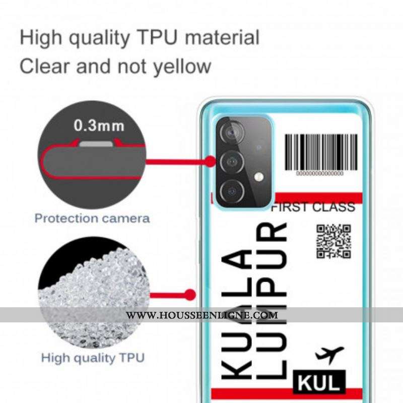 Coque Samsung Galaxy A52 4G / A52 5G / A52s 5G Boarding Pass to Kuala Lumpur