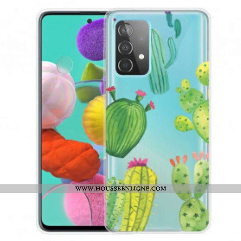 Coque Samsung Galaxy A52 4G / A52 5G / A52s 5G Cactus Aquarelle
