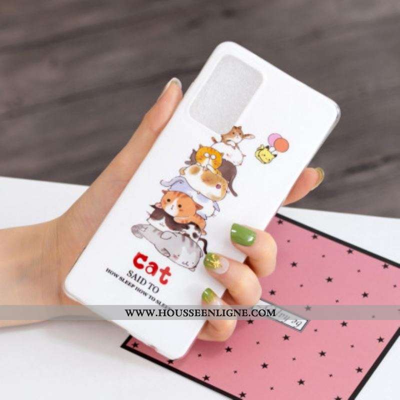 Coque Samsung Galaxy A52 4G / A52 5G / A52s 5G Cats Fluorescente