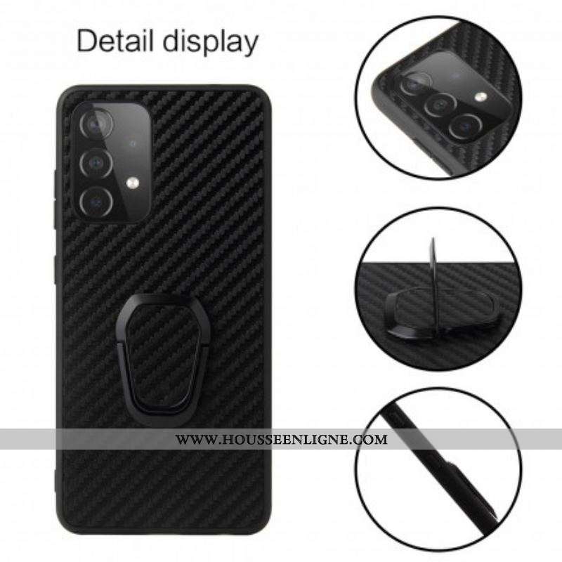 Coque Samsung Galaxy A52 4G / A52 5G / A52s 5G Fibre Carbone Anneau-Support