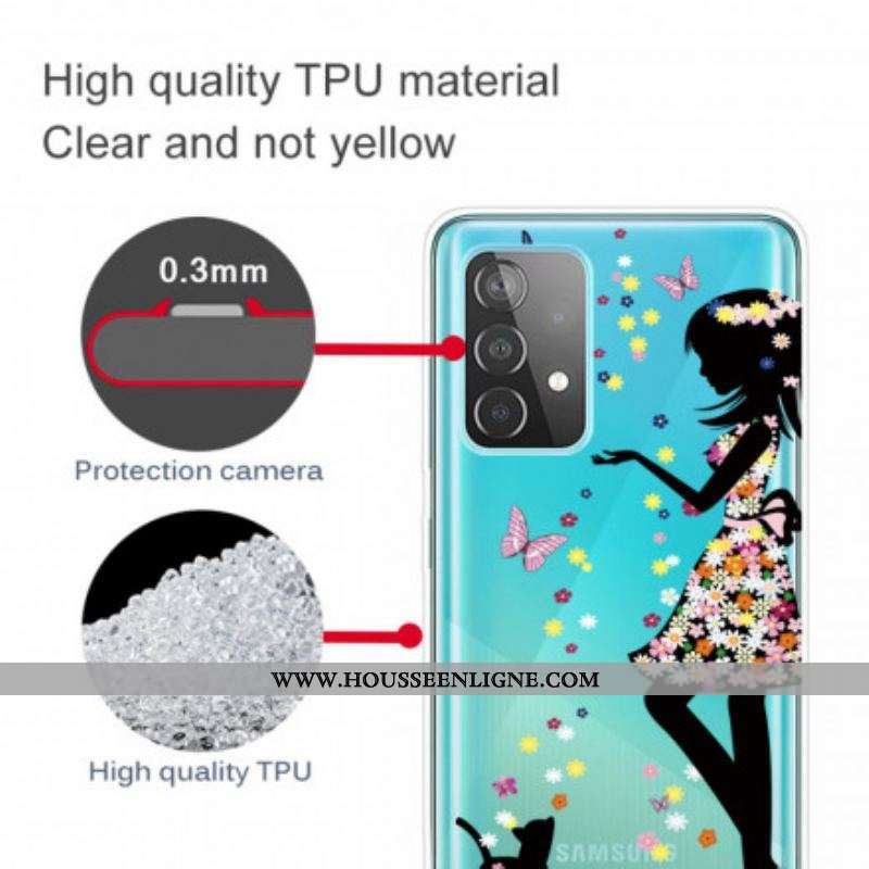 Coque Samsung Galaxy A52 4G / A52 5G / A52s 5G Jolie Tête Fleurie