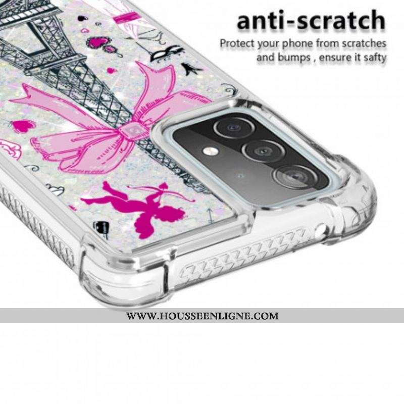 Coque Samsung Galaxy A52 4G / A52 5G / A52s 5G La Tour Eiffel Paillettes