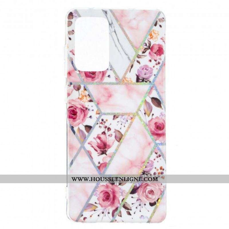 Coque Samsung Galaxy A52 4G / A52 5G / A52s 5G Marbrée Fleurs